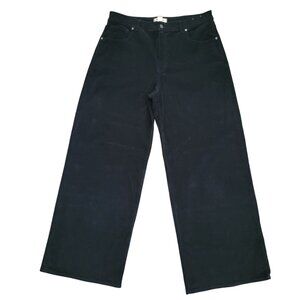 NWT Madewell Black Wide Leg Stretch Corderoy Pants size 32